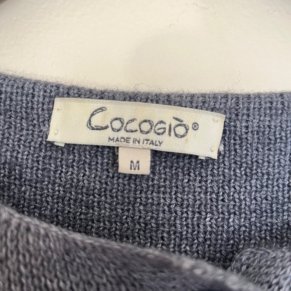 Cocogio Italy Long Wool Acrylic Gray Open Front Single Button Cardigan Sweater - Picture 2 of 2